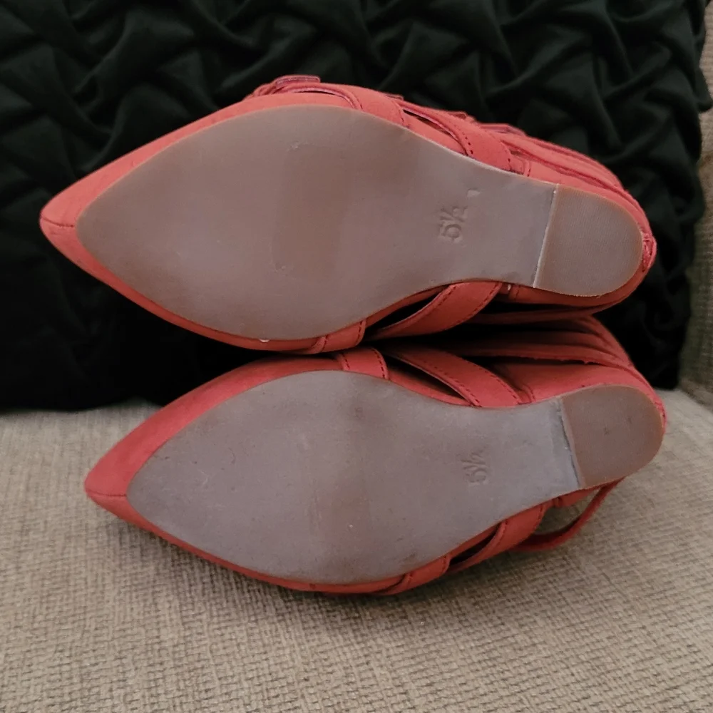 JEFFREY CAMPBELL ZIP 2 BRICK RED SUEDE PLATFORM WEDGES